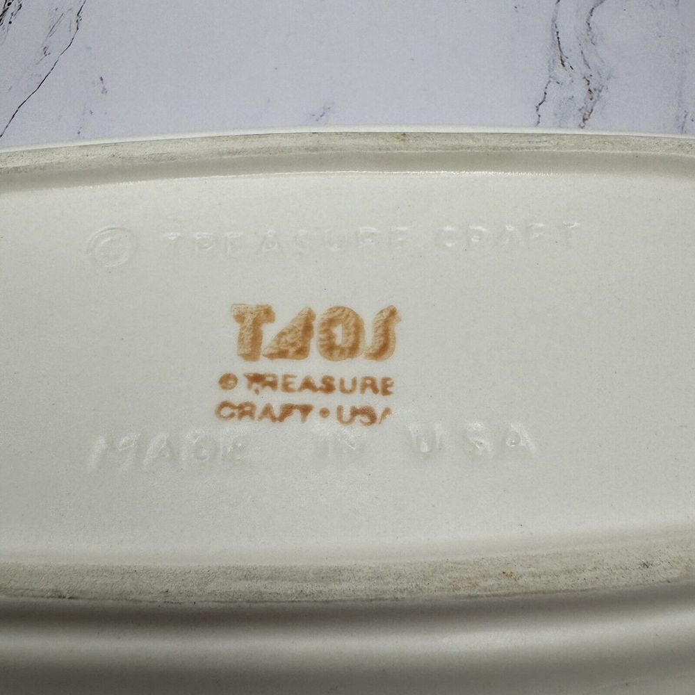 TAOS TREASURE CRAFT BUTTER DISH Southwest Adobe Stone Ware Made In The USA - Picture 12 of 12